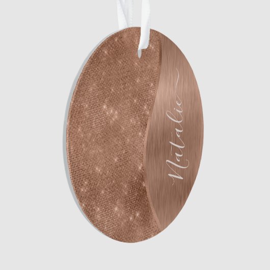 Metallic Roos Gold Glitter - op maat gemaakt Ornament (voorkant)