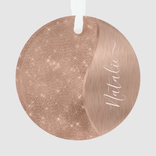 Metallic Roos Gold Glitter - op maat gemaakt Ornament (achterkant)