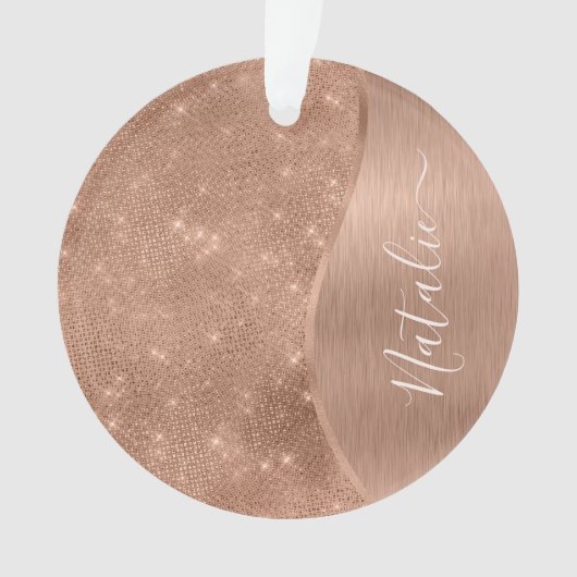 Metallic Roos Gold Glitter - op maat gemaakt Ornament (voorkant)