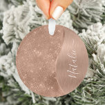 Metallic Roos Gold Glitter - op maat gemaakt Ornament<br><div class="desc">Pas dit roos goudbruin metaal en glamoureus faux glitter-gepatterde versiering eenvoudig aan met uw eigen eigen naam.</div>