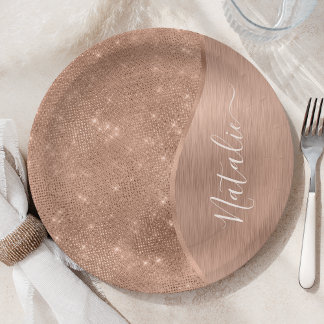 Metallic Roos Gold Glitter - op maat gemaakt Papieren Bordje