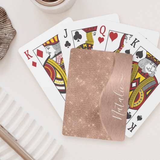 Metallic Roos Gold Glitter - op maat gemaakt Pokerkaarten