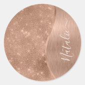Metallic Roos Gold Glitter - op maat gemaakt Ronde Sticker (Voorkant)