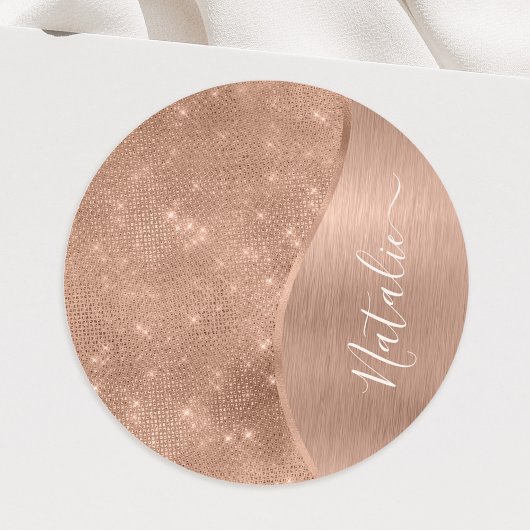 Metallic Roos Gold Glitter - op maat gemaakt Ronde Sticker