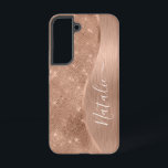 Metallic Roos Gold Glitter - op maat gemaakt Samsung Galaxy Hoesje<br><div class="desc">Pas dit roos goudbruin metaal eenvoudig aan en glamoureus faux glitter patterned phone case met uw eigen aangepaste naam.</div>