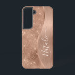 Metallic Roos Gold Glitter - op maat gemaakt Samsung Galaxy Hoesje<br><div class="desc">Pas dit roos goudbruin metaal eenvoudig aan en glamoureus faux glitter patterned phone case met uw eigen aangepaste naam.</div>