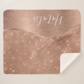 Metallic Roos Gold Glitter - op maat gemaakt Sherpa Deken (Voorkant (horizontaal))