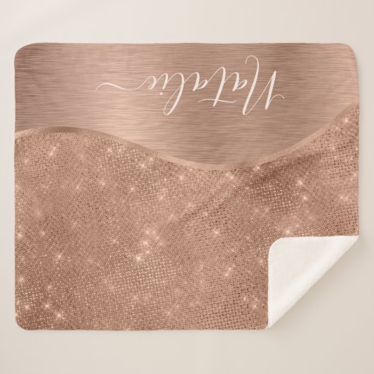 Metallic Roos Gold Glitter - op maat gemaakt Sherpa Deken (Voorkant (horizontaal))