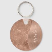 Metallic Roos Gold Glitter - op maat gemaakt Sleutelhanger (Voorkant)