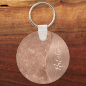 Metallic Roos Gold Glitter - op maat gemaakt Sleutelhanger (Voorkant)