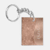 Metallic Roos Gold Glitter - op maat gemaakt Sleutelhanger (Voorkant Links)