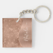 Metallic Roos Gold Glitter - op maat gemaakt Sleutelhanger (Achterkant)