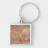 Metallic Roos Gold Glitter - op maat gemaakt Sleutelhanger (Voorkant)