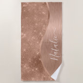 Metallic Roos Gold Glitter - op maat gemaakt Strandlaken (Voorkant)