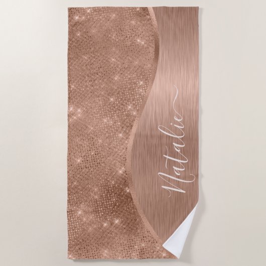 Metallic Roos Gold Glitter - op maat gemaakt Strandlaken (Voorkant)