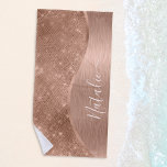 Metallic Roos Gold Glitter - op maat gemaakt Strandlaken<br><div class="desc">Pas dit roos goudbruin metaal en glamoureus faux glitter patterned strand handdoek eenvoudig aan met uw eigen eigen naam.</div>