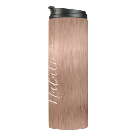 Metallic Roos Gold Glitter - op maat gemaakt Thermosbeker (Geroteerd rechts)