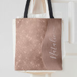 Metallic Roos Gold Glitter - op maat gemaakt Tote Bag<br><div class="desc">Pas dit roos goudbruin metaal en glamoureus faux glitter patterned canvas tas eenvoudig aan met uw eigen naam.</div>