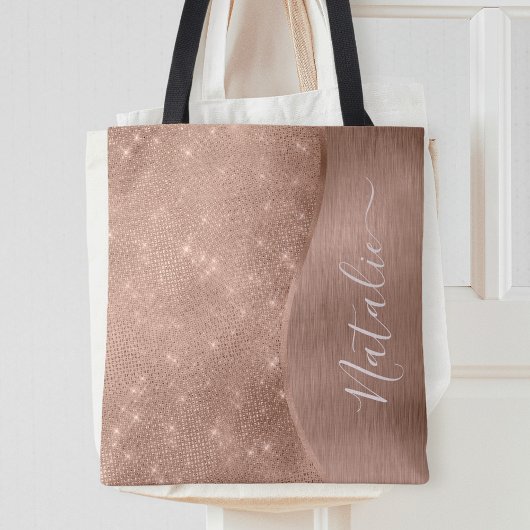 Metallic Roos Gold Glitter - op maat gemaakt Tote Bag