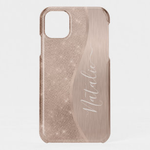 Metallic Roos Gold Glitter - op maat gemaakt iPhone 11 Hoesje