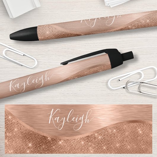 Metallic Roos Gold Glitter - op maat gemaakt Zwarte Inkt Pen