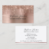 Metallic Roos Gold Luxe glitter Drip Boss Lady Visitekaartje (Voorkant / Achterkant)