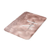 Metallic Roos Gold Monogram Roze Glitter Druppels Badmat (Gekanteld)