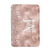 Metallic Roos Gold Monogram Roze Glitter Druppels Badmat (Voorkant Verticaal)