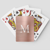 Metallic Roos Gold Monogram Stijlvolle Script Naam Pokerkaarten (Achterkant)