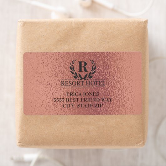 Metallic Roos Gold Pink voegt Logo en achtergrond  Etiket (Insitu)