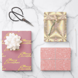 Metallic Roos Gold Platinum Christmas Inpakpapier Vel