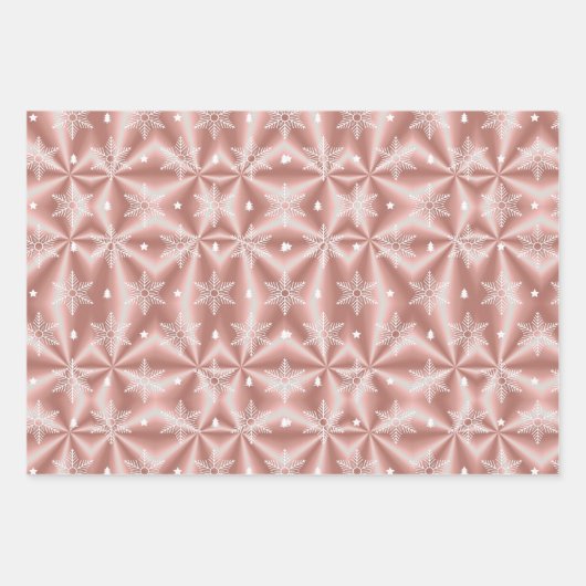 Metallic Roos Gold Platinum Silver Kerstmis Inpakpapier Vel (Voorkant 2)