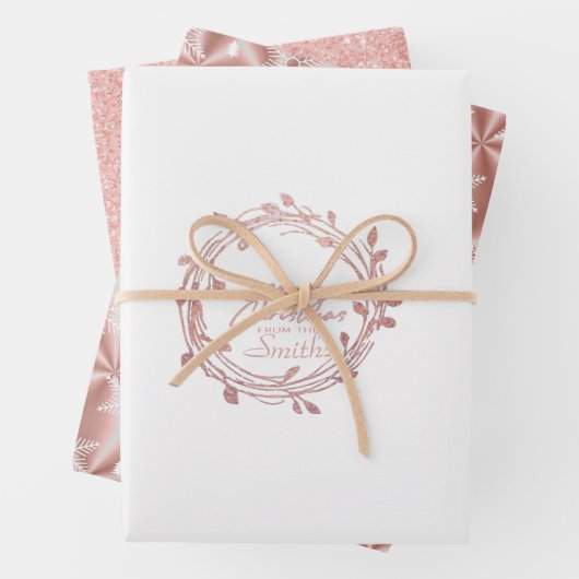 Metallic Roos Gold Platinum Silver Kerstmis Inpakpapier Vel (In situ)