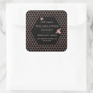 Metallic Roos Gold Queen Bee Honey Jar Label