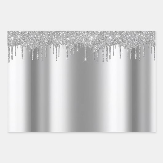 Metallic Roos Gold Silver Yellow Gold Glitter Drip Inpakpapier Vel (Voorkant 2)