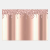Metallic Roos Gold Silver Yellow Gold Glitter Drip Inpakpapier Vel (Voorkant)