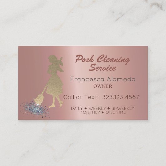 Metallic Roos Gold Sjabloon van de posh Cleaning S Visitekaartje (Voorkant)