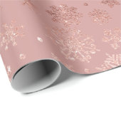 Metallic Roos Gold Snowflakes op Mauve Xmas Gift Cadeaupapier (Rol Hoek)