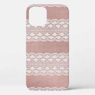 Metallic roos gouden, gebroken witte kanttextuur. Case-Mate iPhone case
