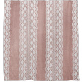 Metallic roos gouden, gebroken witte kanttextuur. douchegordijn (Voorkant)