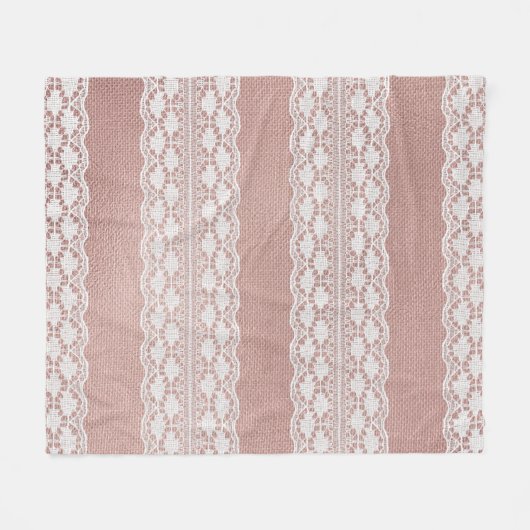 Metallic roos gouden, gebroken witte kanttextuur. fleece deken (Voorkant (Horizontaal))