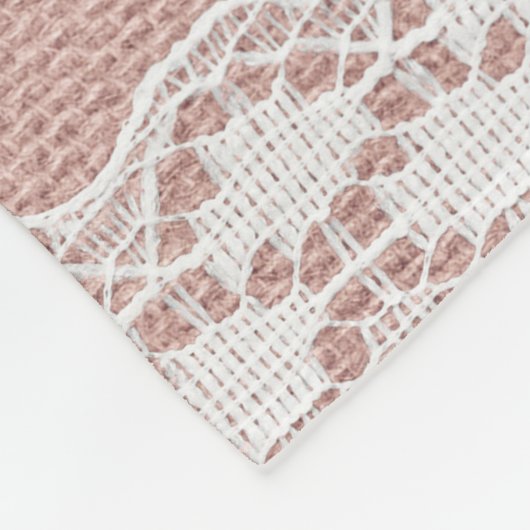 Metallic roos gouden, gebroken witte kanttextuur. fleece deken (Hoek)