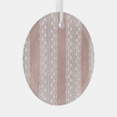 Metallic roos gouden, gebroken witte kanttextuur. glas ornament (Voorkant Rechts)