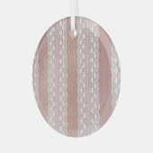 Metallic roos gouden, gebroken witte kanttextuur. glas ornament (Voorkant links)