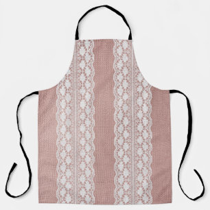 Metallic roos gouden, gebroken witte kanttextuur. schort