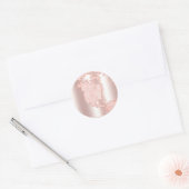 Metallic Roos gouden glitter + blush roze Wereldbo Ronde Sticker (Envelop)