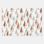 Metallic Roos gouden roze zilveren kerstbomen Inpakpapier Vel (Voorkant)