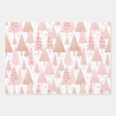 Metallic Roos gouden roze zilveren kerstbomen Inpakpapier Vel (Voorkant)