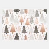 Metallic Roos gouden roze zilveren kerstbomen Inpakpapier Vel (Voorkant)