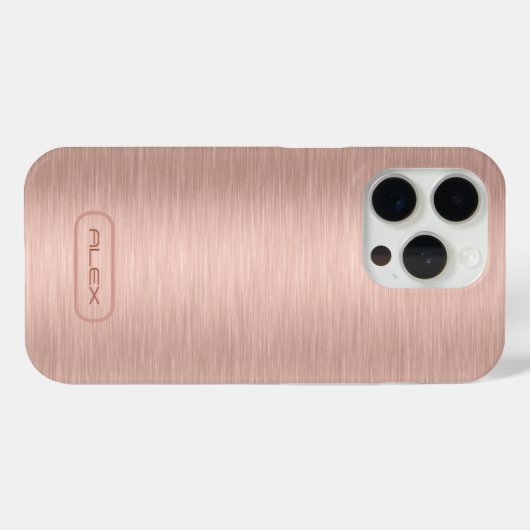 Metallic roos-gouden textuur, aangepaste monogram Case-Mate iPhone case (Achterkant (horizontaal))